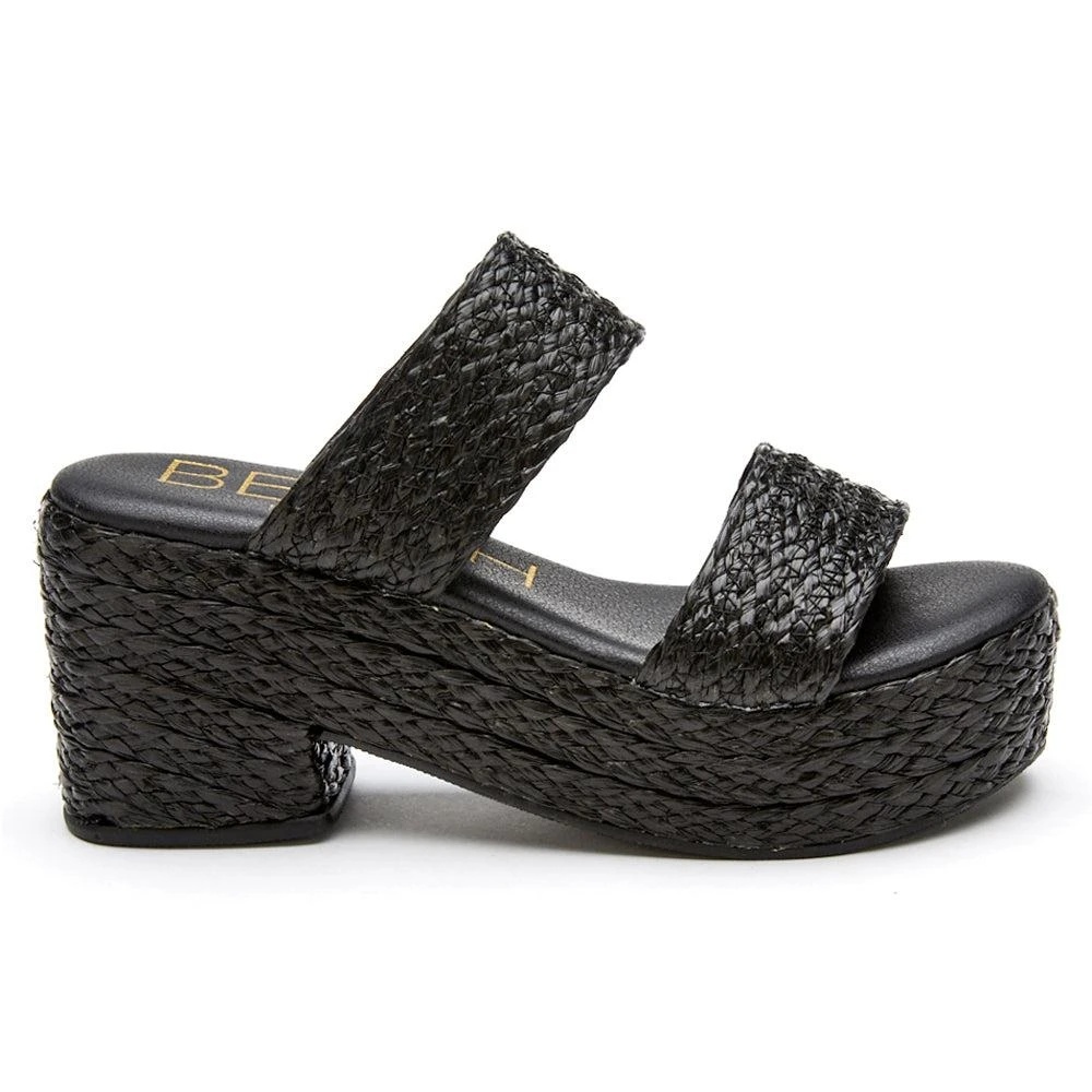 Woven Black Platform Slide Sandals - Picture 12 of 12